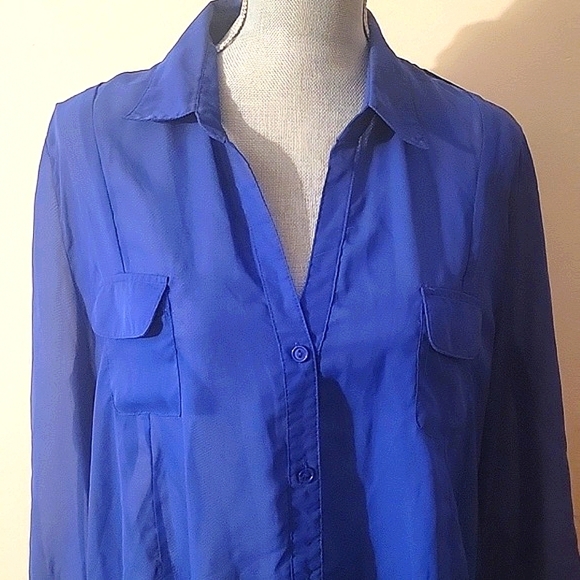 Jasmine Woman's Semi-Sheer Blue Blouse With Cut Out on Back of Blouse, Size 2X - Picture 5 of 9